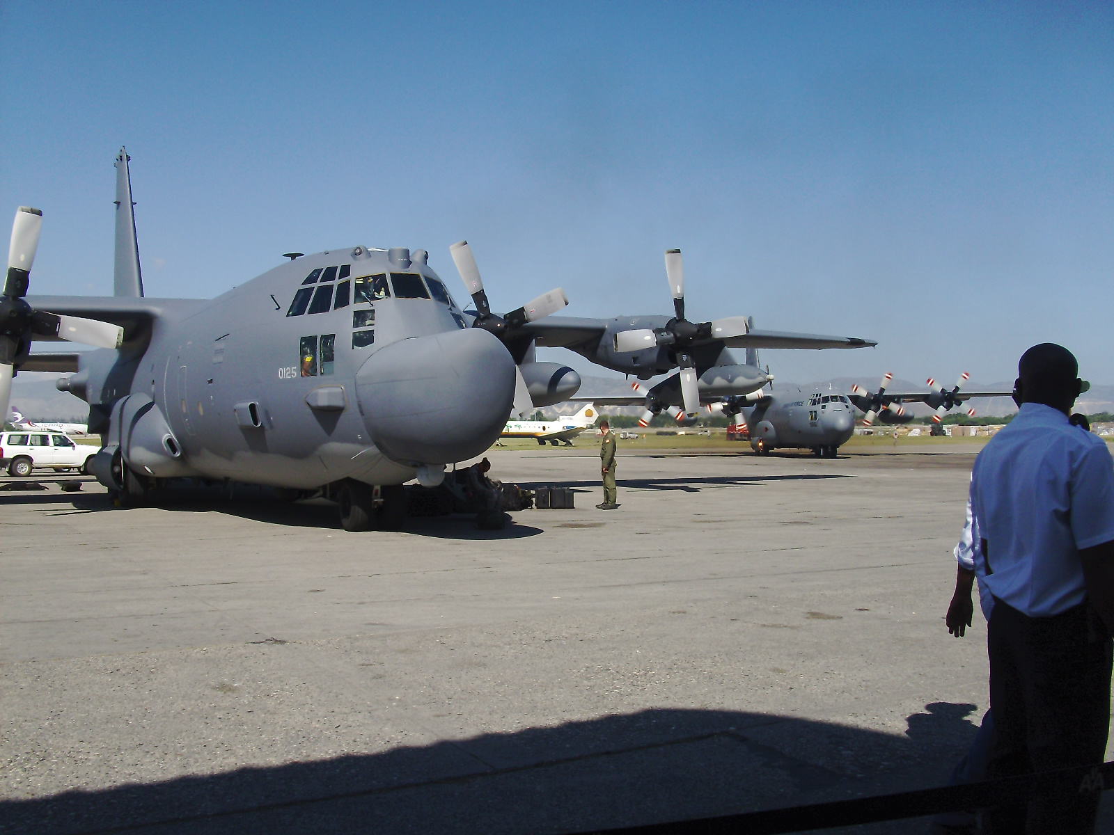 Planes at the Port-Au-Prince airport with supplies.