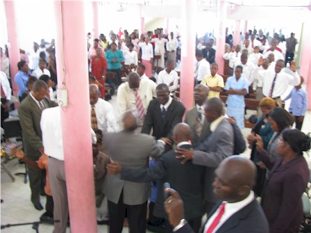 Bizotone Church receiving four converts