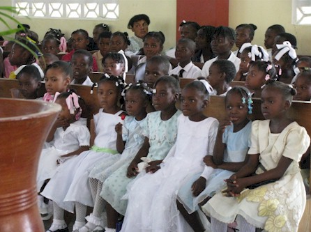 Little girls at Pernal Church