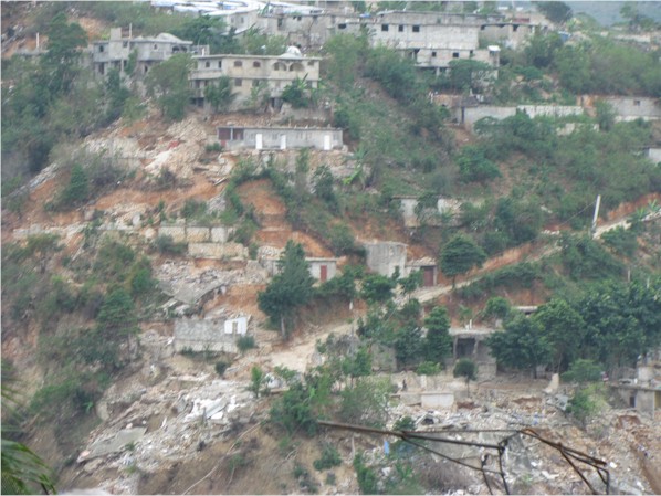 Earthquake damage on P-A-P hillside.