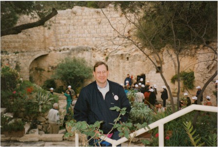 Pastor Gordon at the Empty Tomb Garden in Jerusalem.